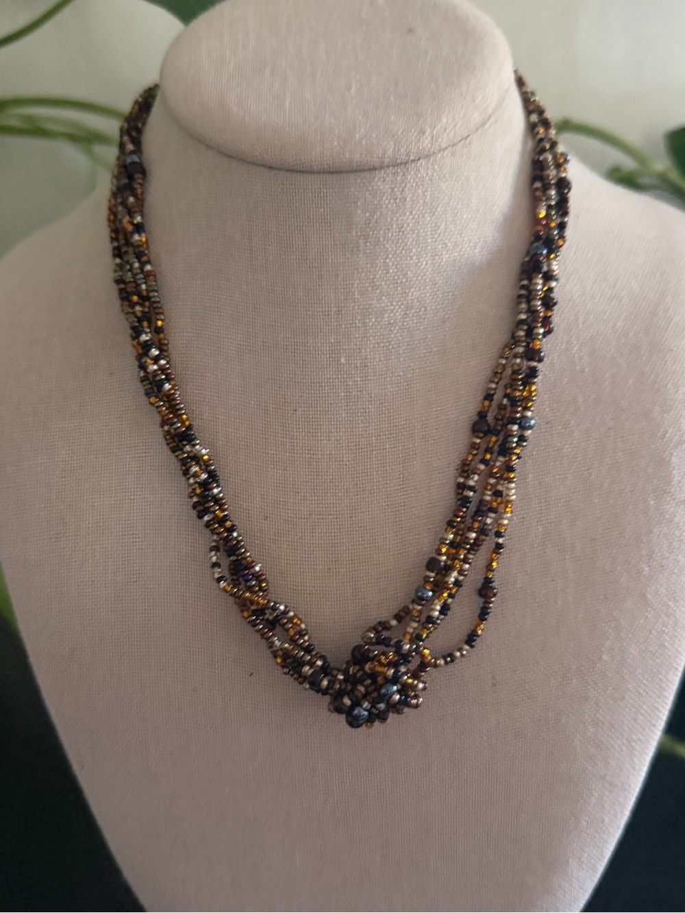 Vintage Premier Designs Multi-Strand Seed Bead Knotted Necklace